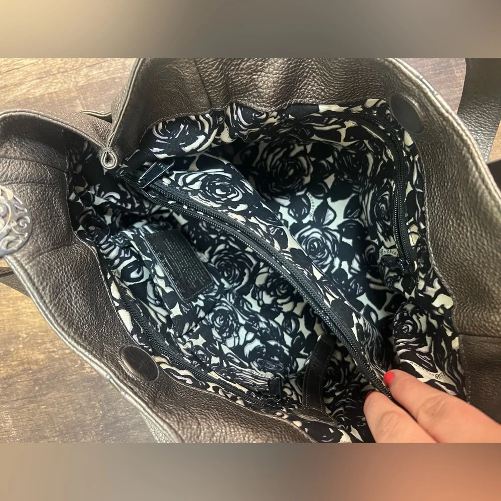 Brighton Bronze Leather Shoulder Bag Andie Pretty Tough Metallic Studded - Picture 6 of 6